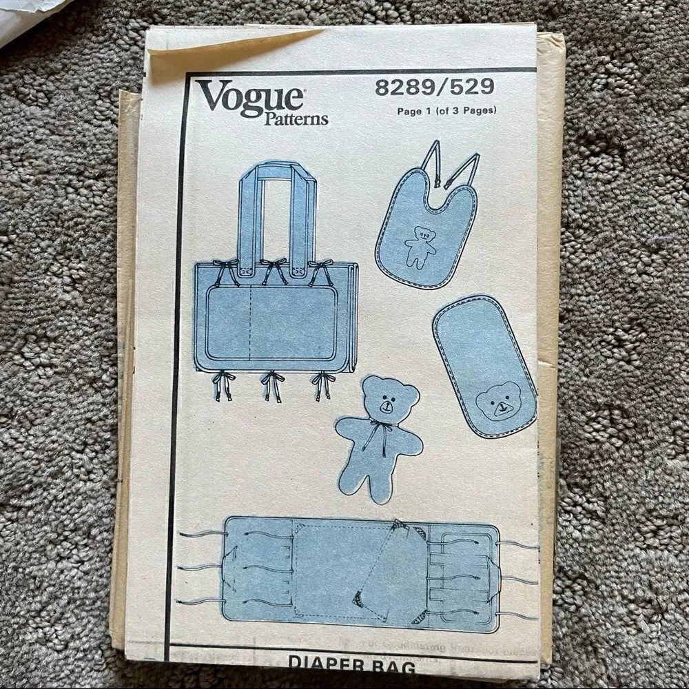 Vintage Vogue Pattern for Diaper Bag and Accessories CUT